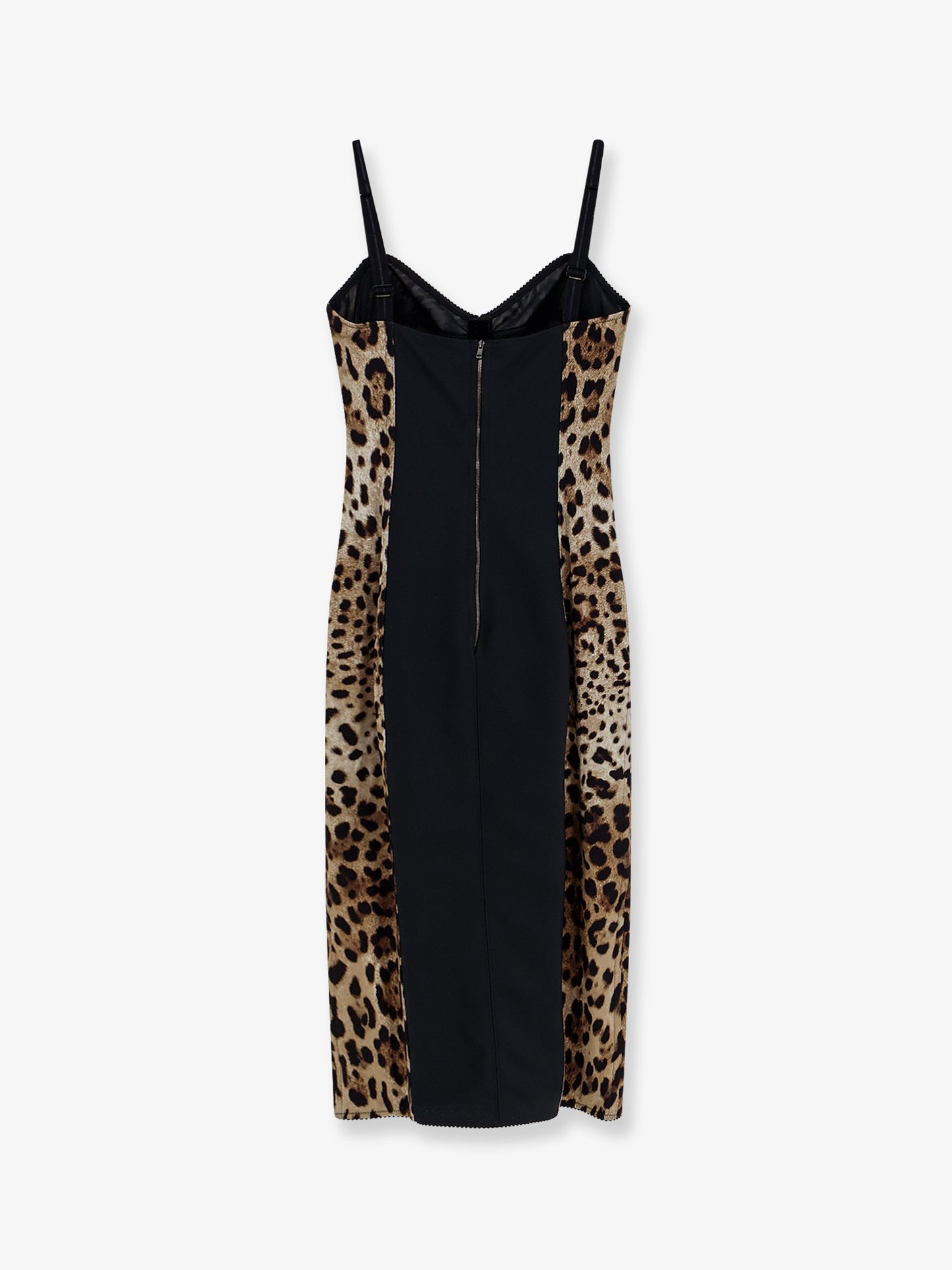 Stretch fabric long dress with animal print
