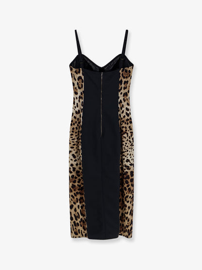 Stretch fabric long dress with animal print thumbnail