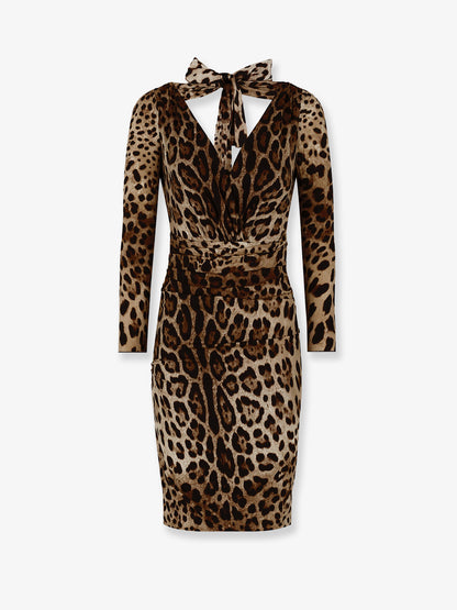 Leopard print short charmeuse dress thumbnail