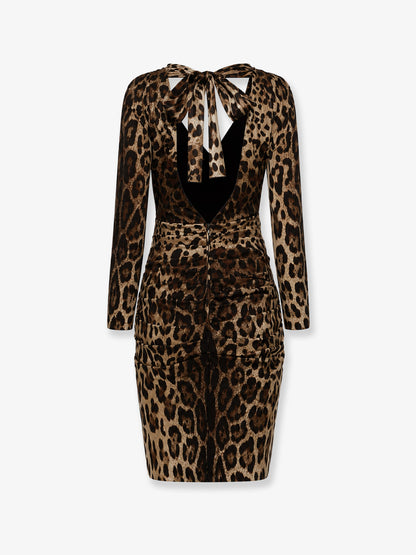 Leopard print short charmeuse dress thumbnail