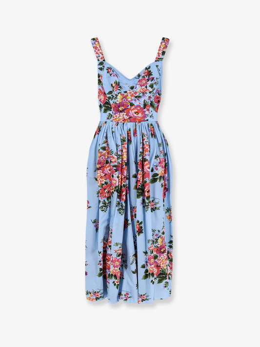 Cotton dress with Mazzo di Fiori print