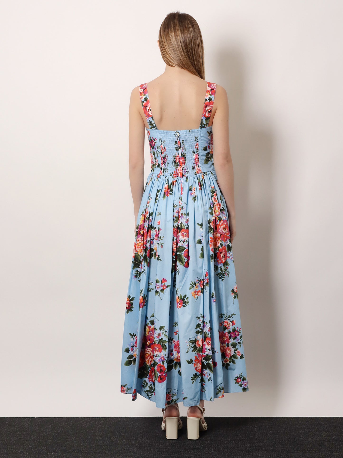 Cotton dress with Mazzo di Fiori print