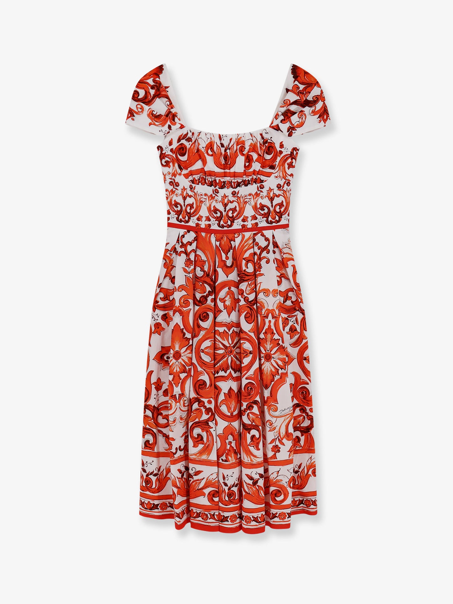 Cotton long dress with Maiolica print