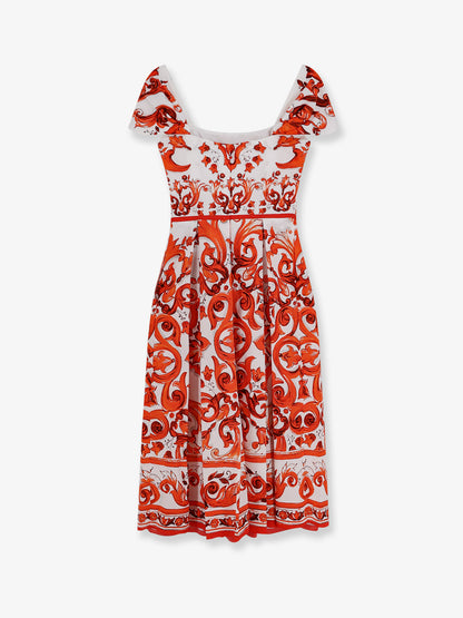 Cotton long dress with Maiolica print thumbnail