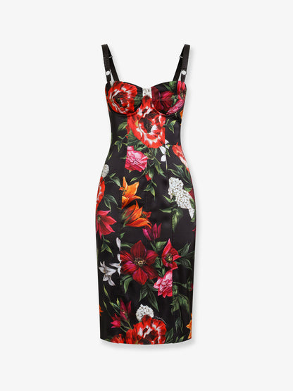 Satin dress with floral print thumbnail