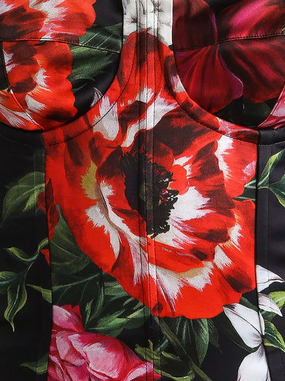 Satin dress with floral print thumbnail