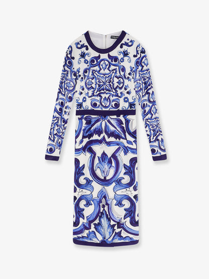 Silk blend dress with Maiolica print thumbnail