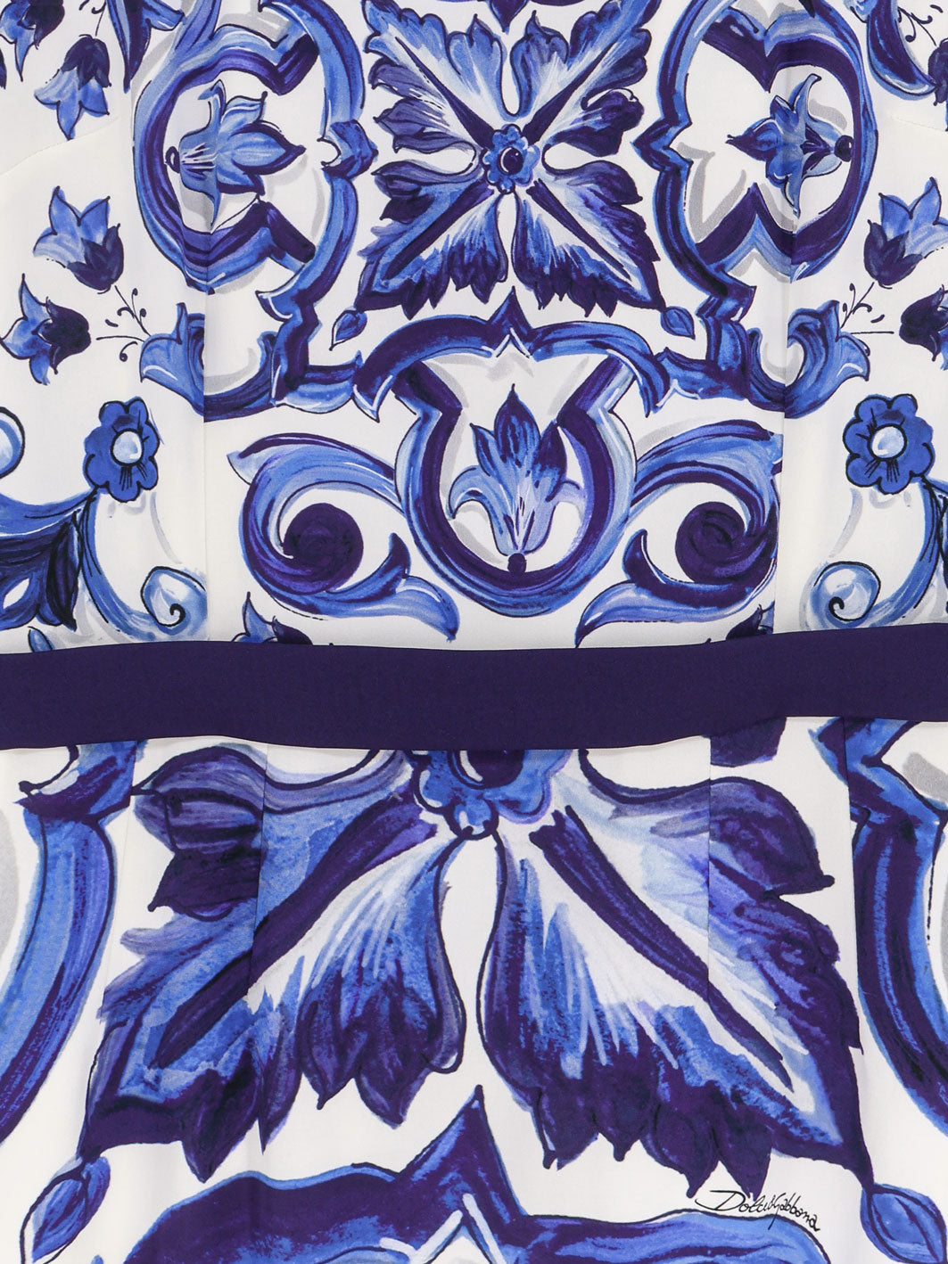 Silk blend dress with Maiolica print