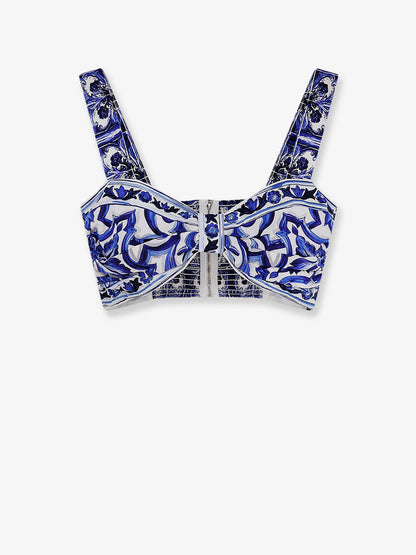 Cropped cotton top with Maiolica print thumbnail