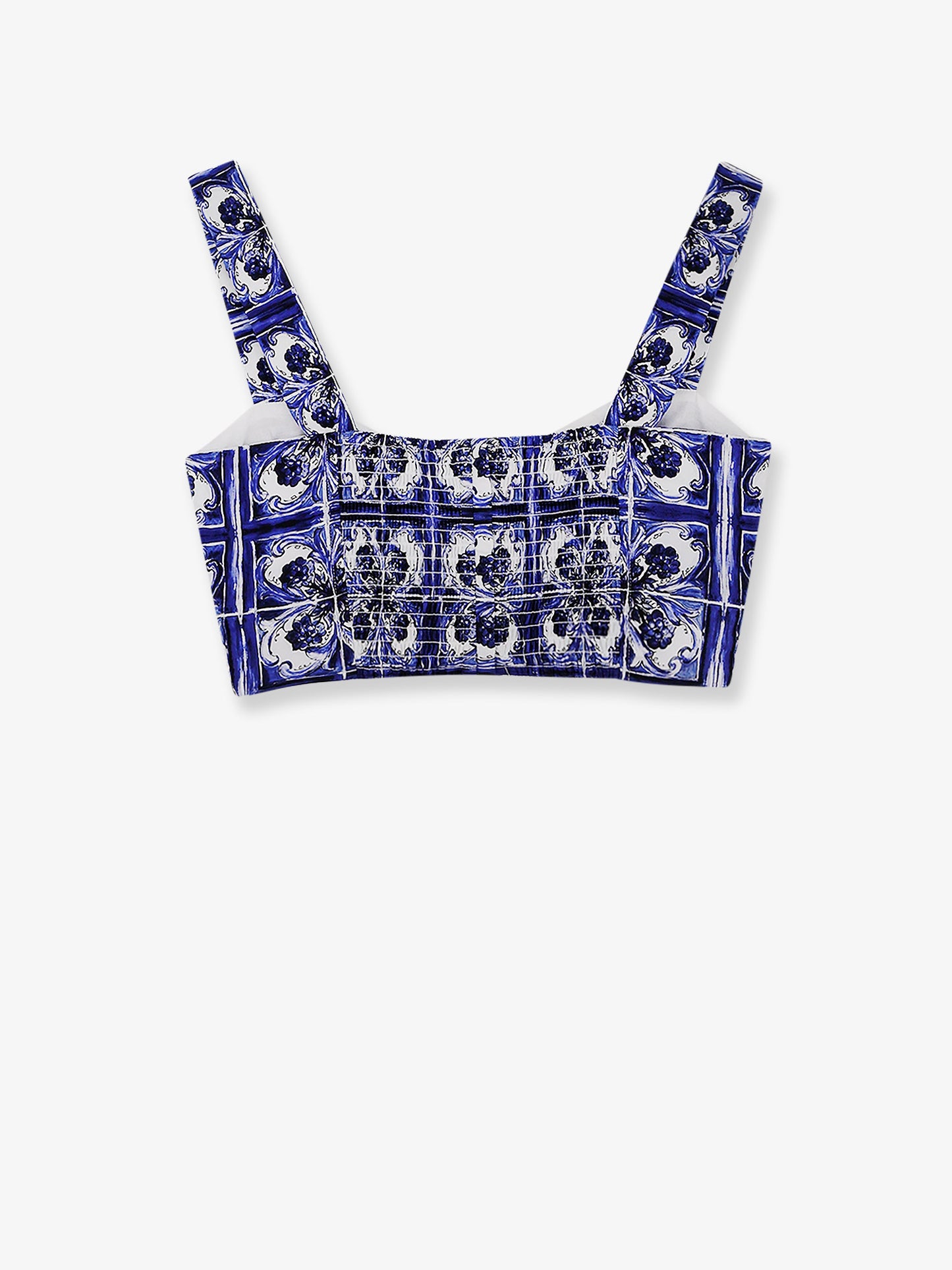 Cropped cotton top with Maiolica print