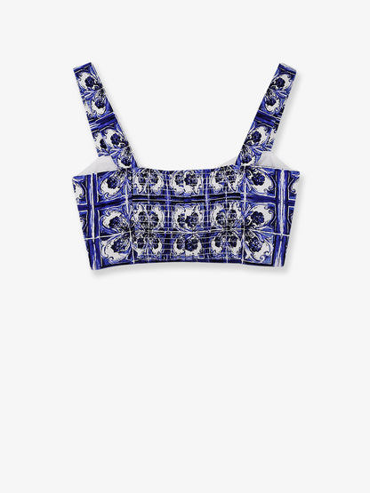 Cropped cotton top with Maiolica print thumbnail