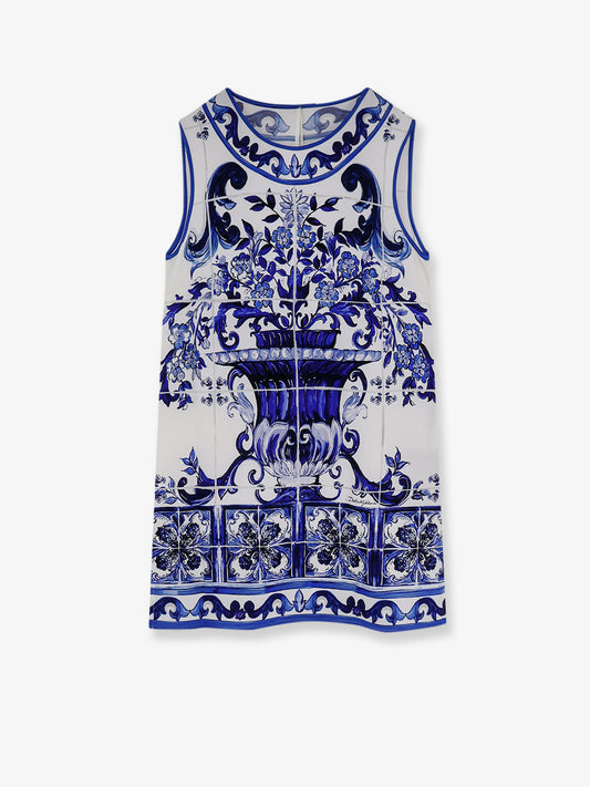 Silk top with Maiolica print