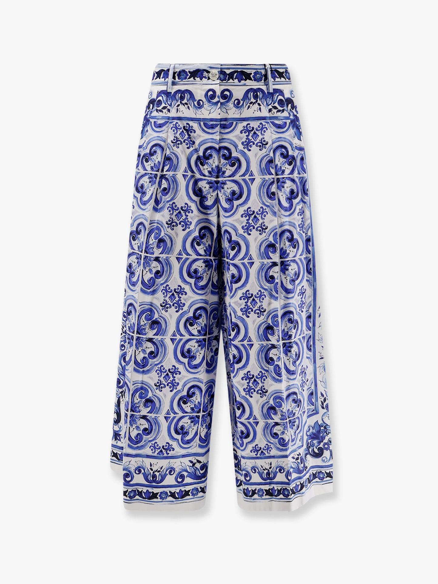 Cotton trousers with Maiolica print