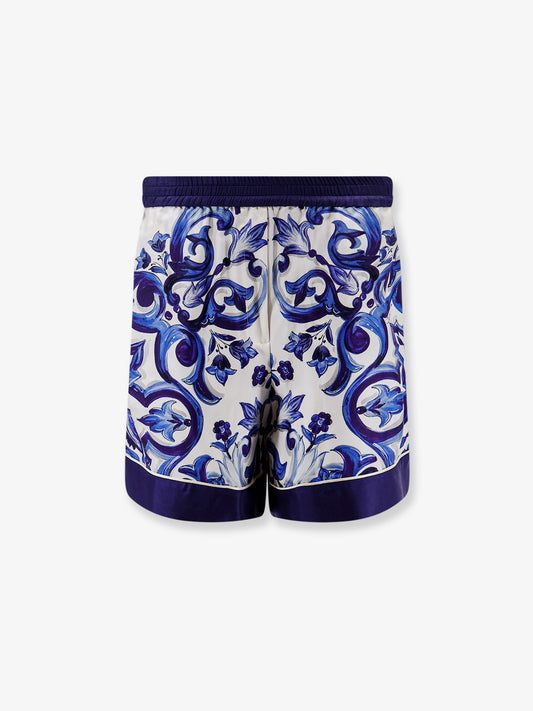 Silk shorts with Maiolica print