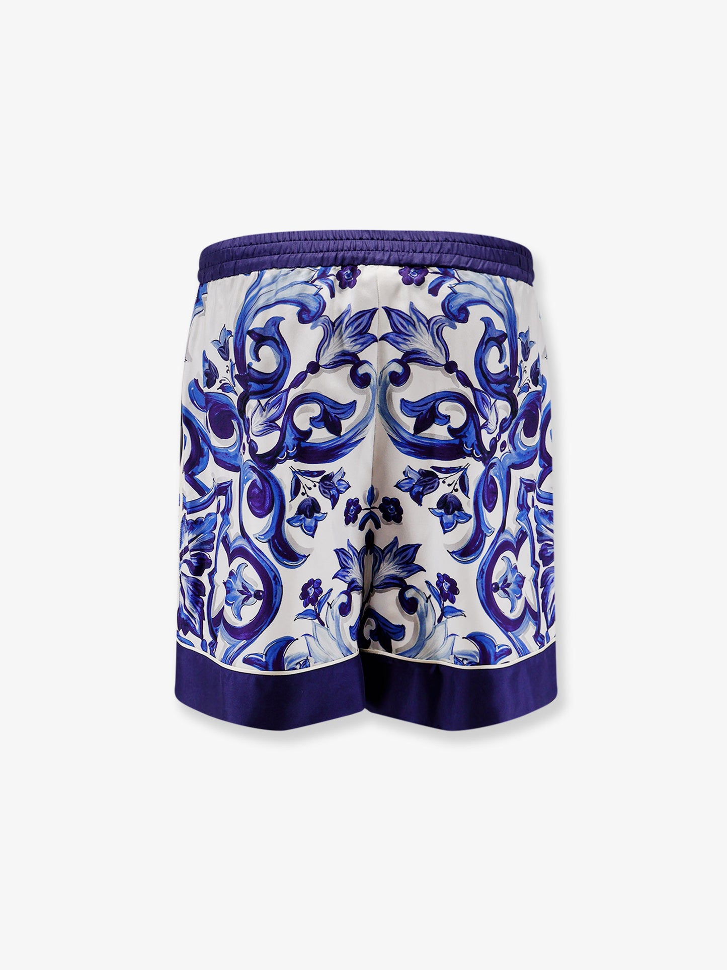 Silk shorts with Maiolica print