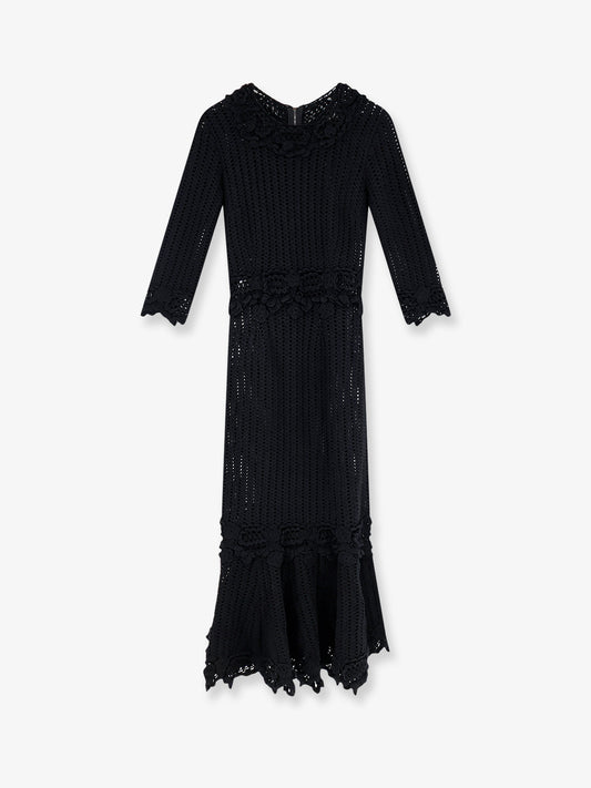 Crochet fabric long dress