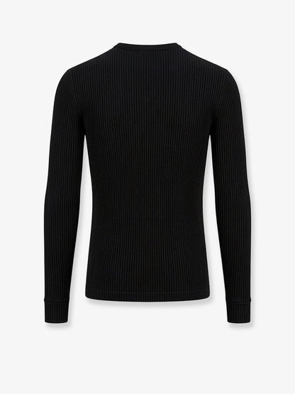 Ribbed cotton sweater with metal logo on the front thumbnail