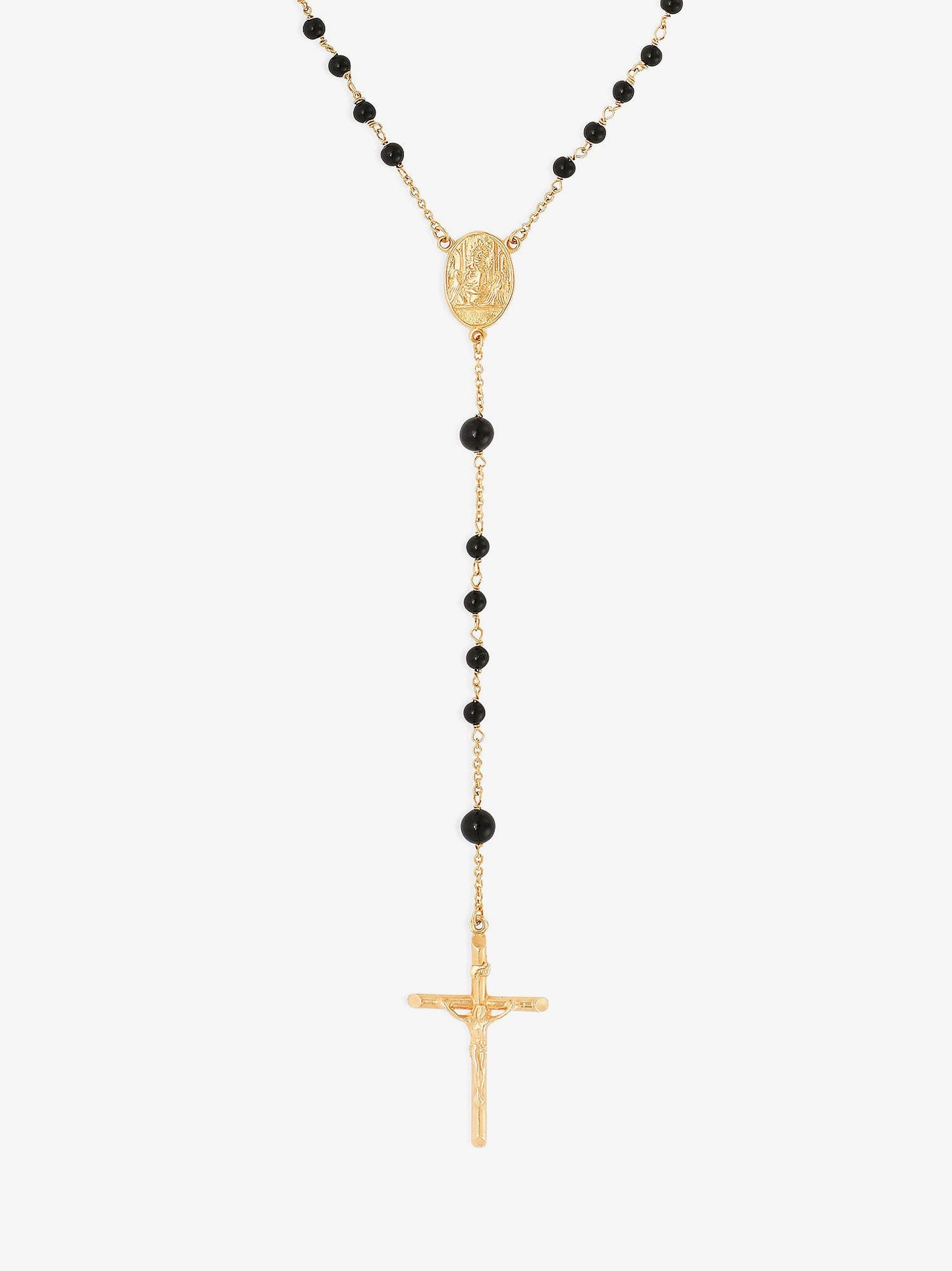 Gold brass rosary with natural stones