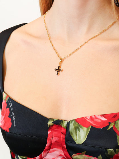 Metal necklace with rhinestone detail thumbnail