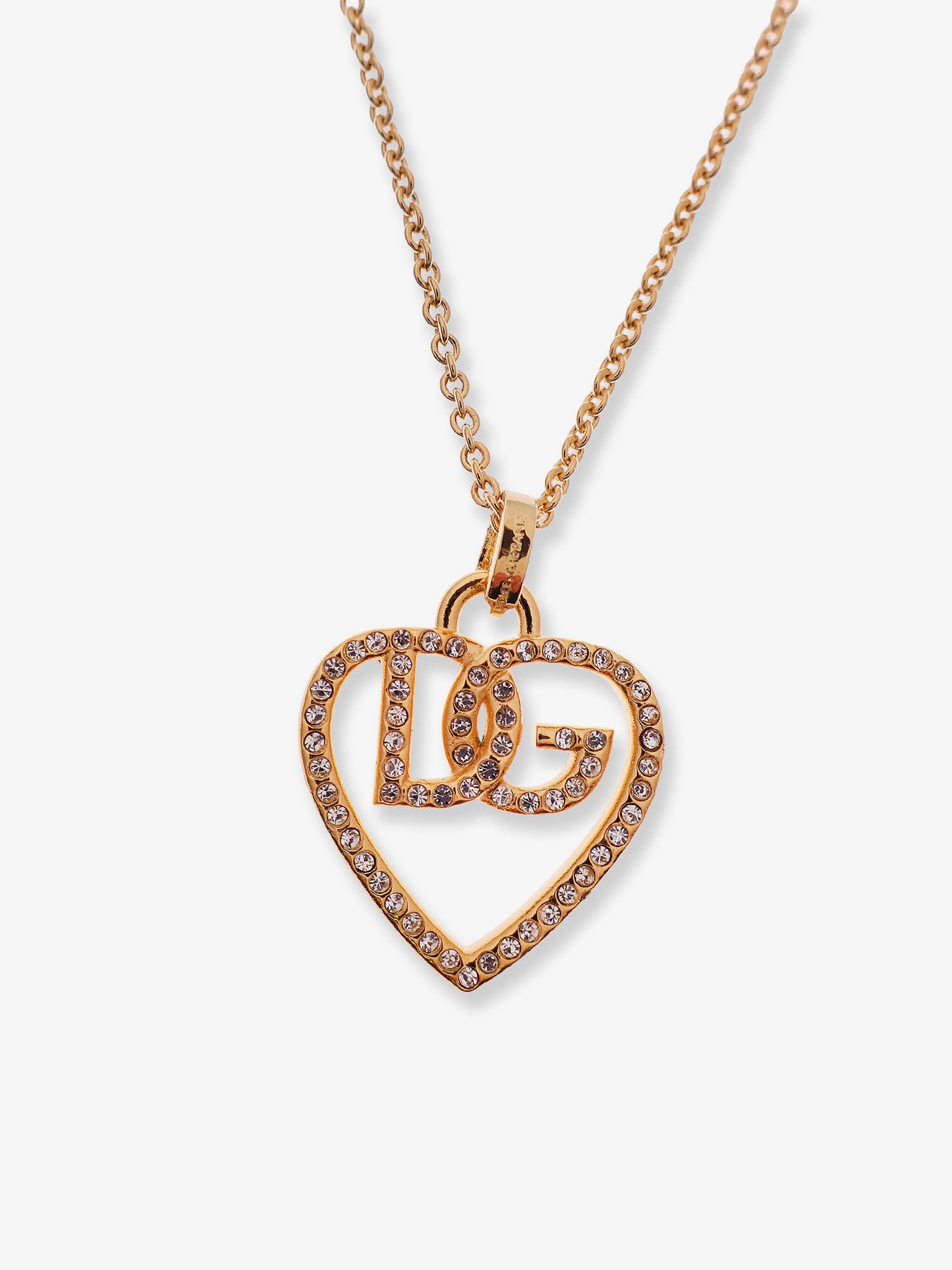 Gold brass necklace with rhinestones
