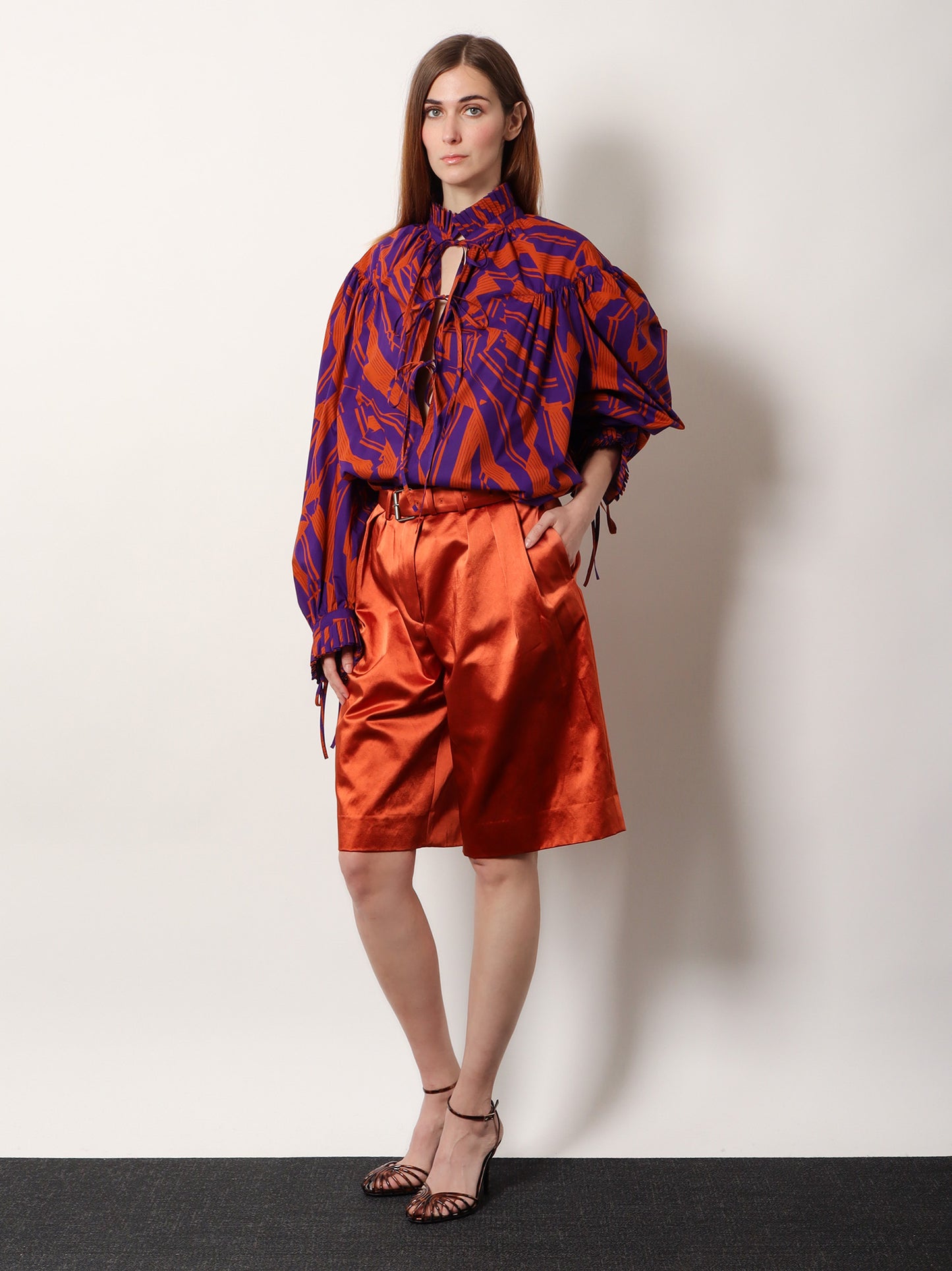 Catya cotton shirt with Crushed Stripe print