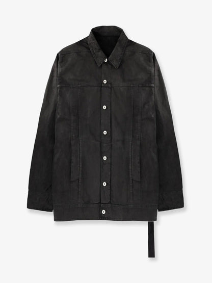 Waxed black denim jacket thumbnail