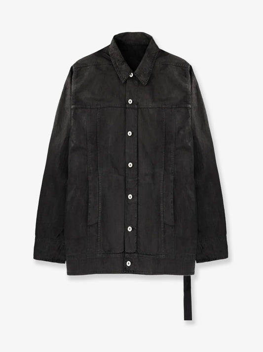 Waxed black denim jacket