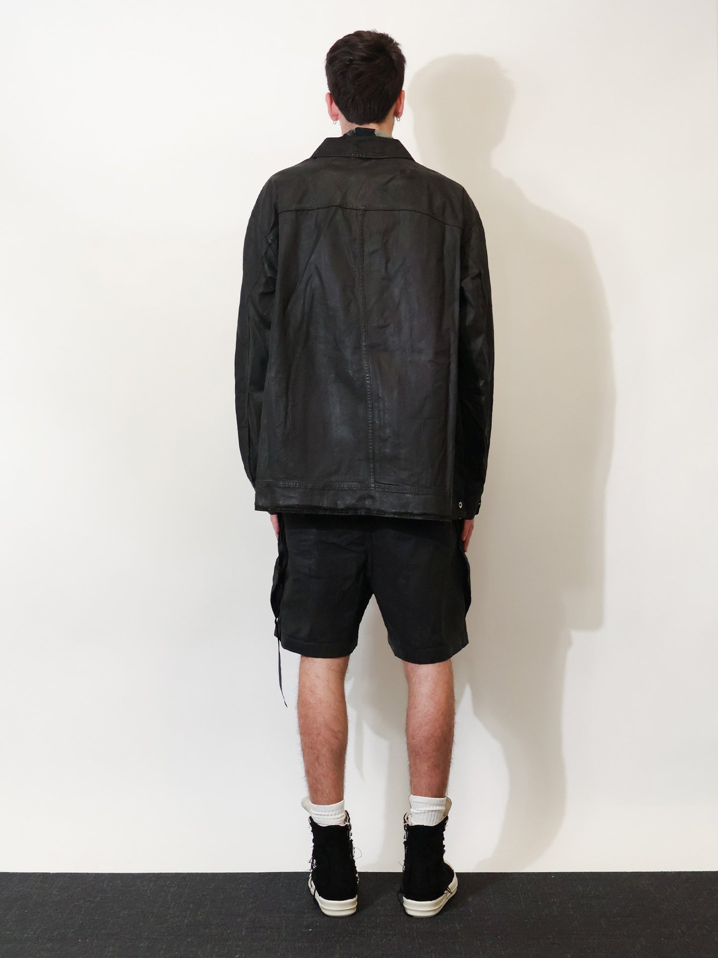 Waxed black denim jacket