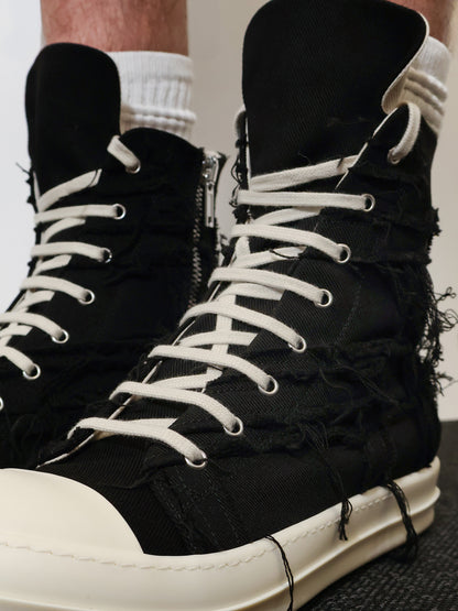 Destroyed effect denim sneakers thumbnail