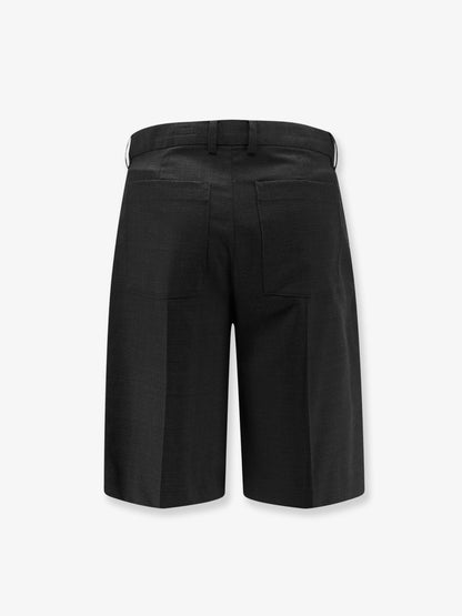 Pleated wool and silk bermuda shorts thumbnail