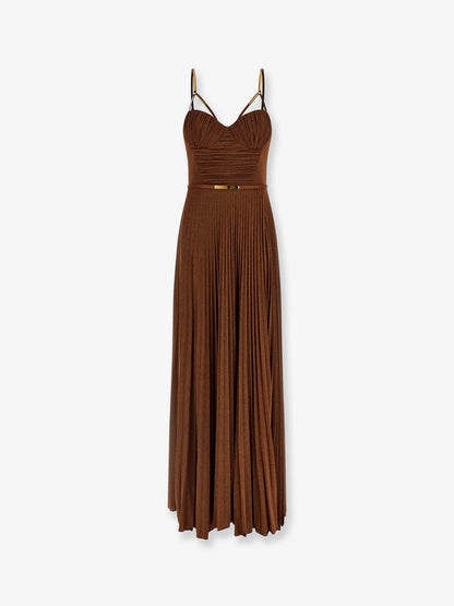 Red Carpet laminated long dress with belt thumbnail