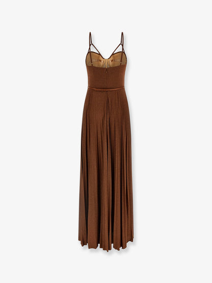 Red Carpet laminated long dress with belt thumbnail