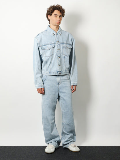 Denim jacket with padded shoulder pads thumbnail