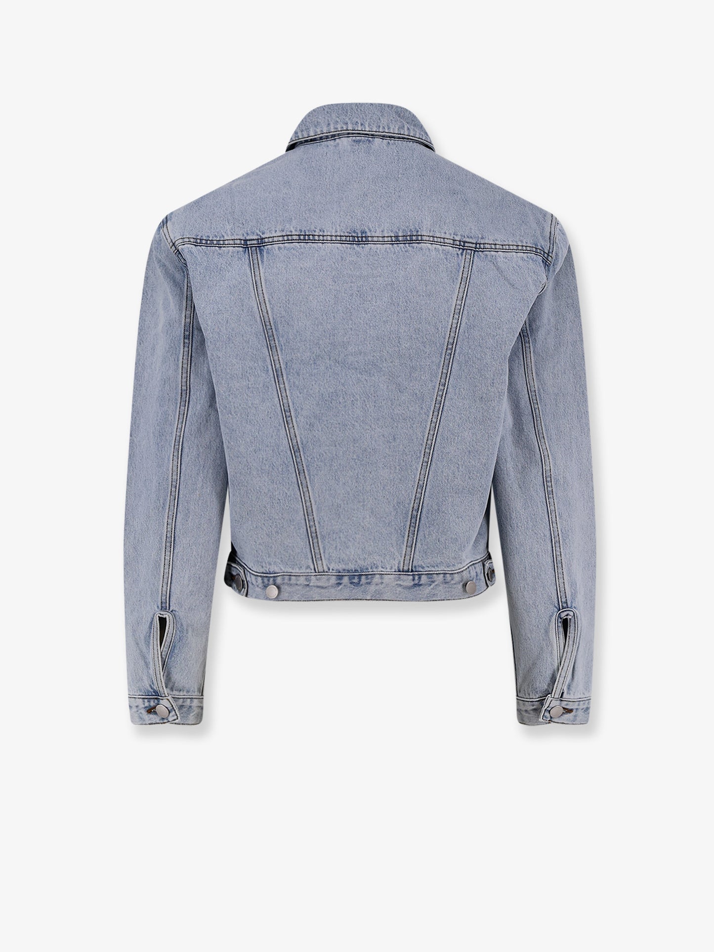 Denim jacket with padded shoulder pads