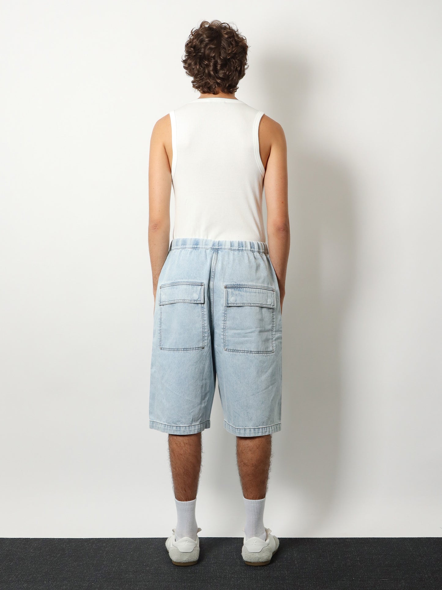 Light-washed denim bermuda shorts