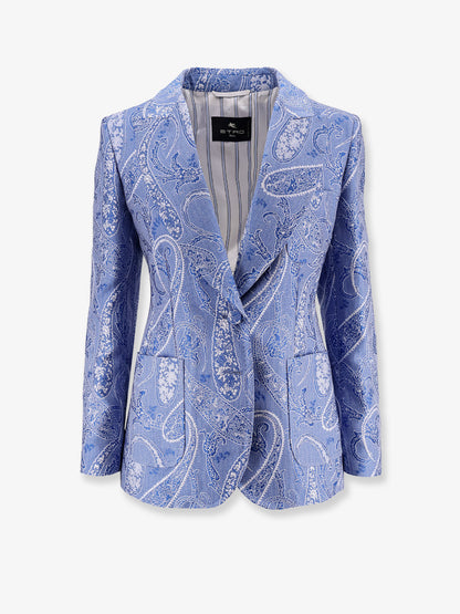 Silk blend single-breasted blazer thumbnail