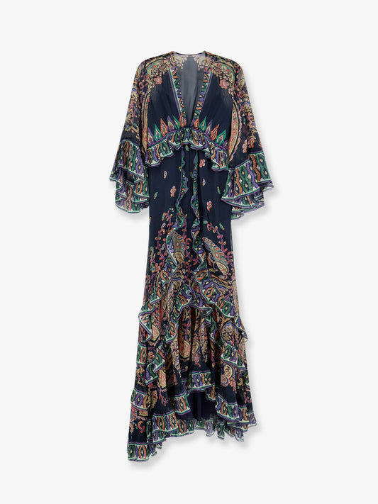 Multicolor silk long dress