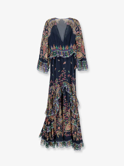 Multicolor silk long dress thumbnail