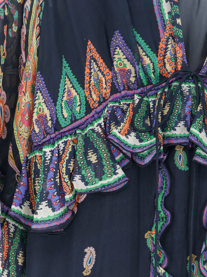 Multicolor silk long dress thumbnail