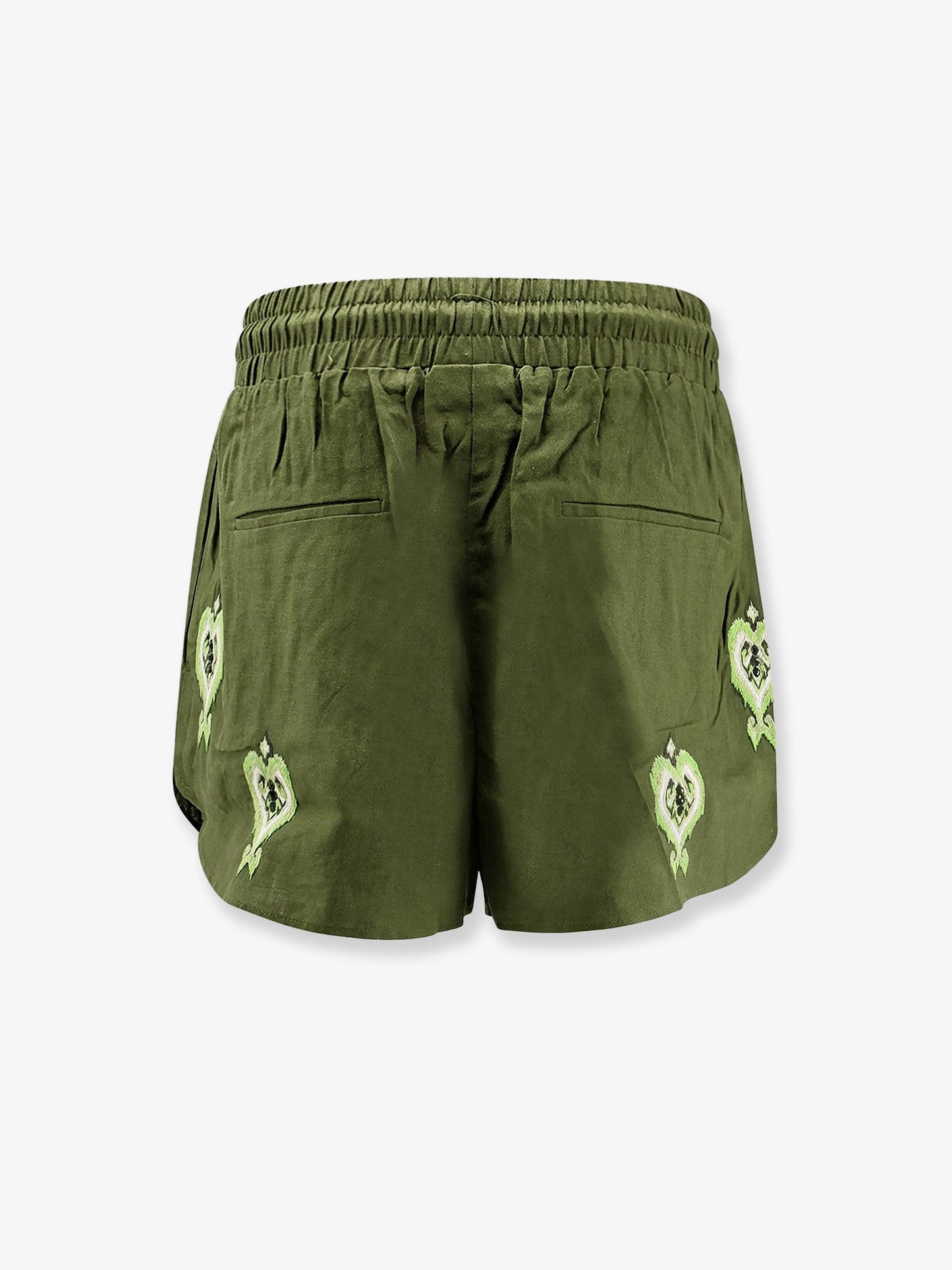 Green heart tapestry embroidered lenzing™ ecovero™ euroflax™ shorts