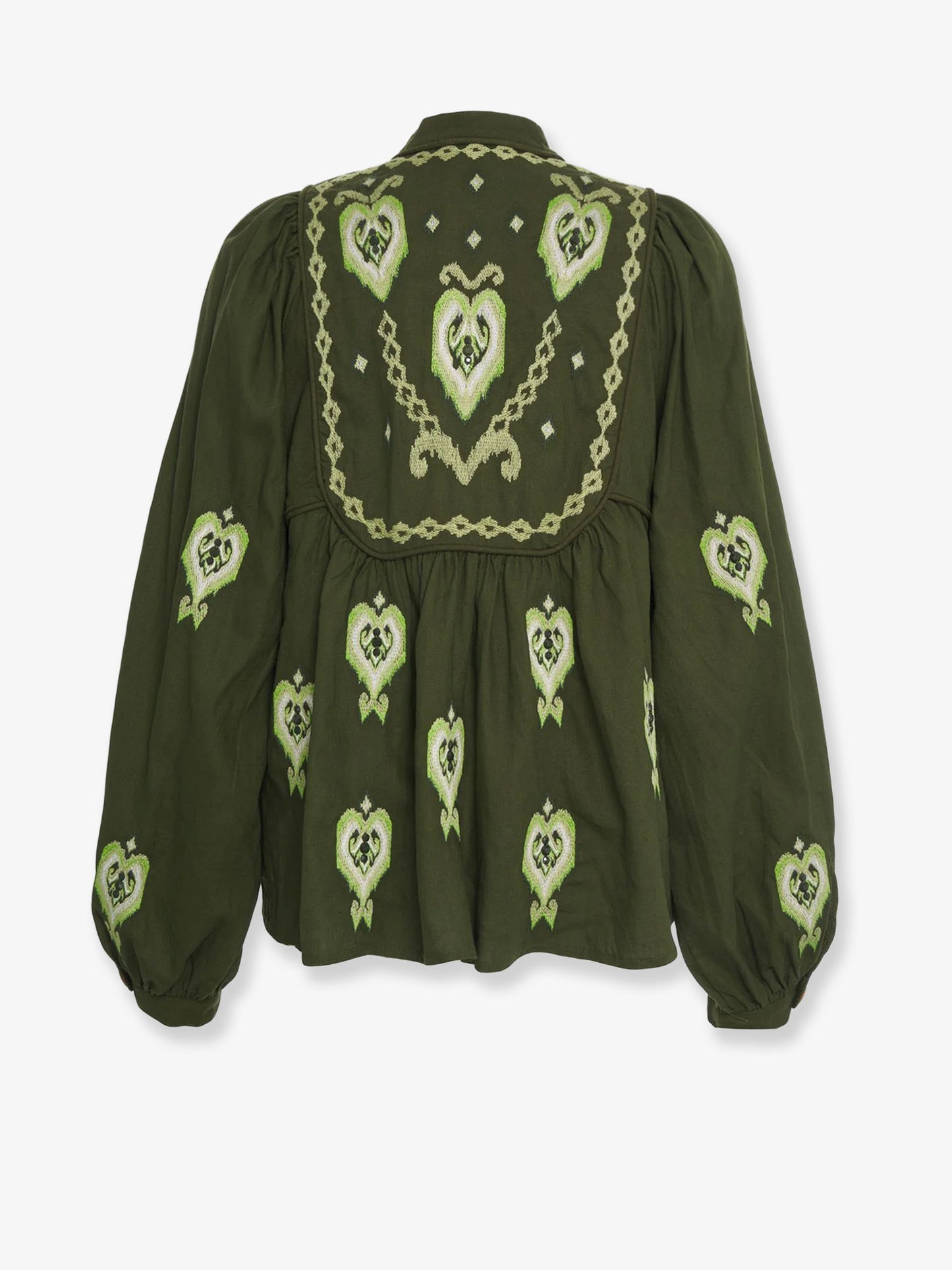 Embroidered puff sleeve lenzing™ ecovero™ euroflax™ shirt