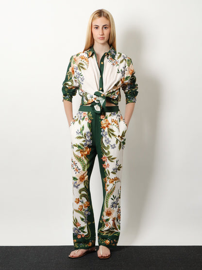 Linen and viscose shirt with floral pattern thumbnail