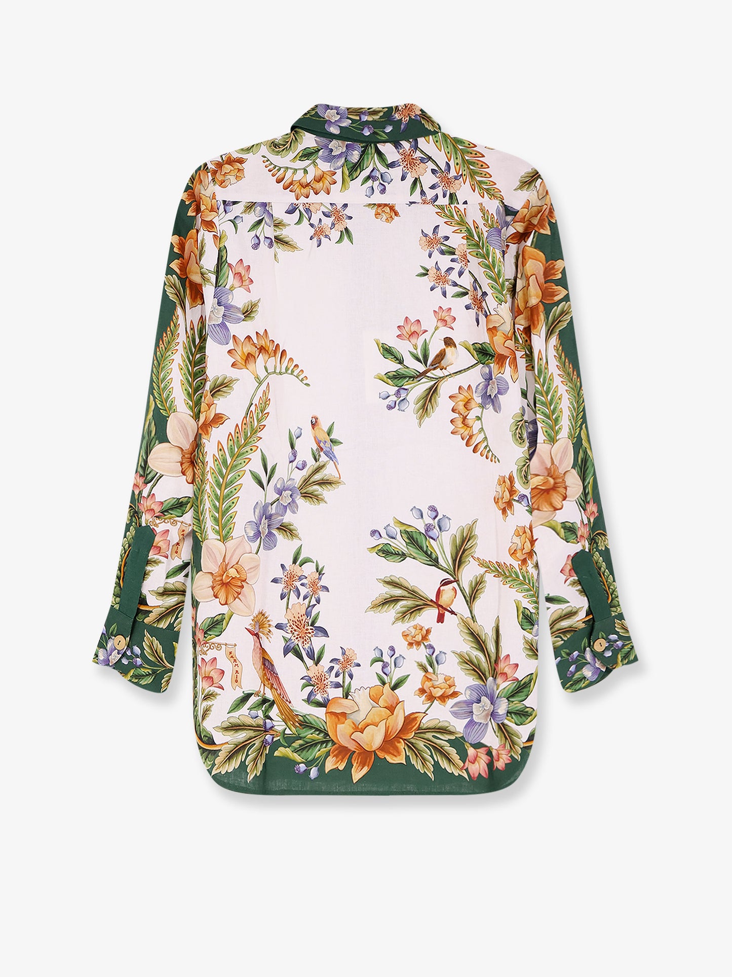 Linen and viscose shirt with floral pattern
