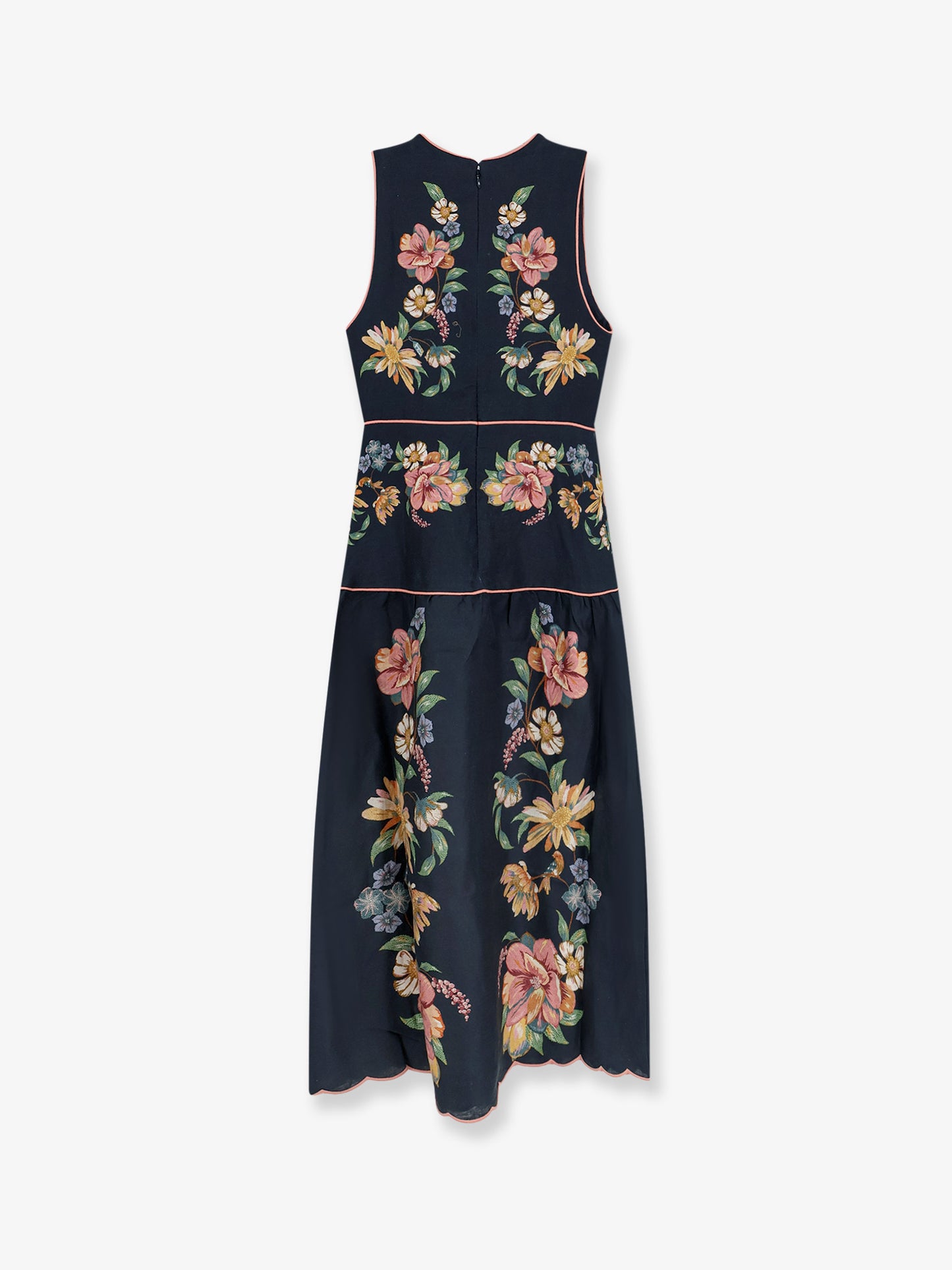 Maira long linen dress with floral print