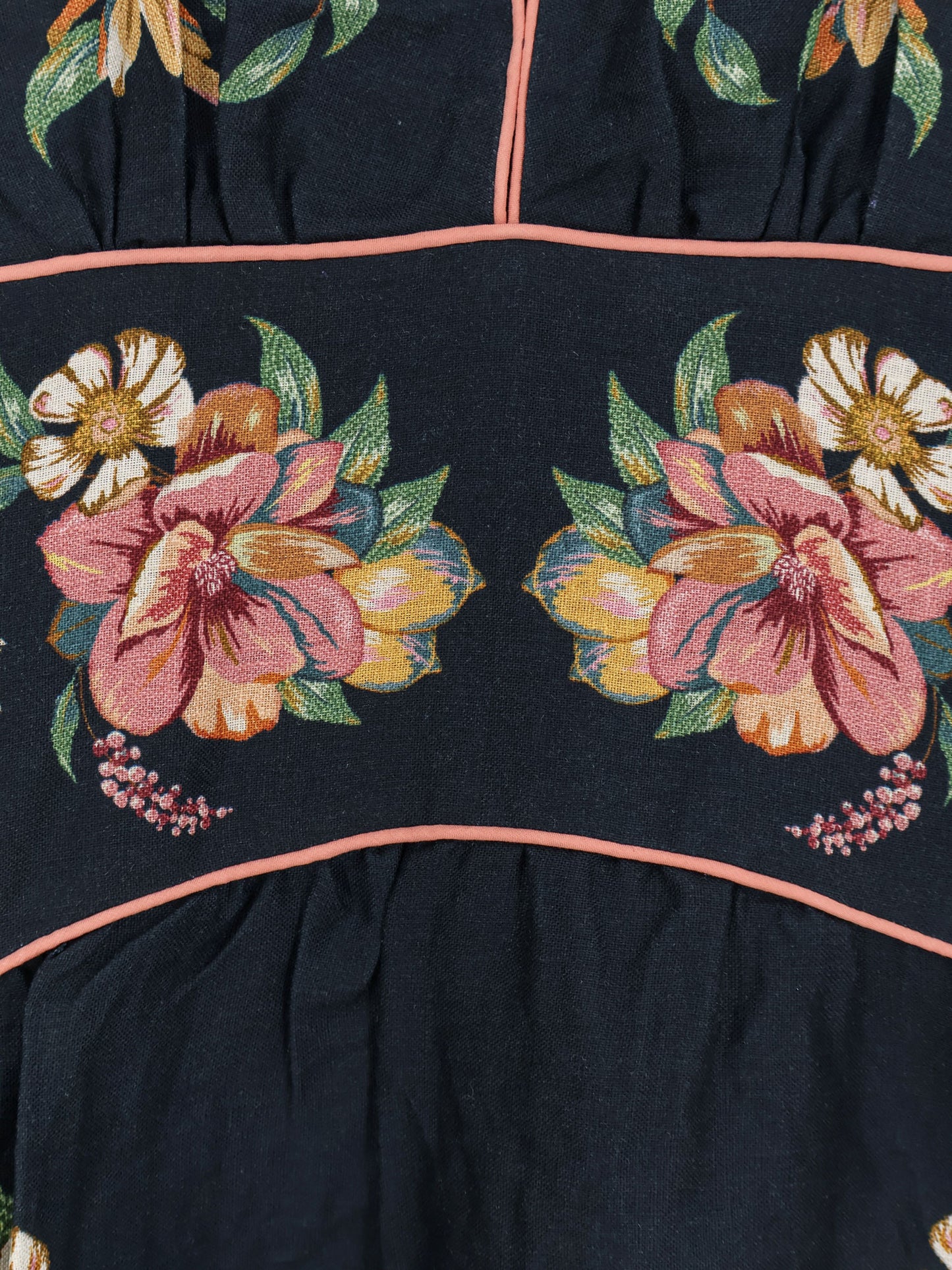 Maira long linen dress with floral print