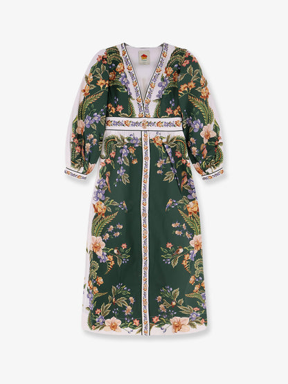 Long cotton dress with floral print thumbnail