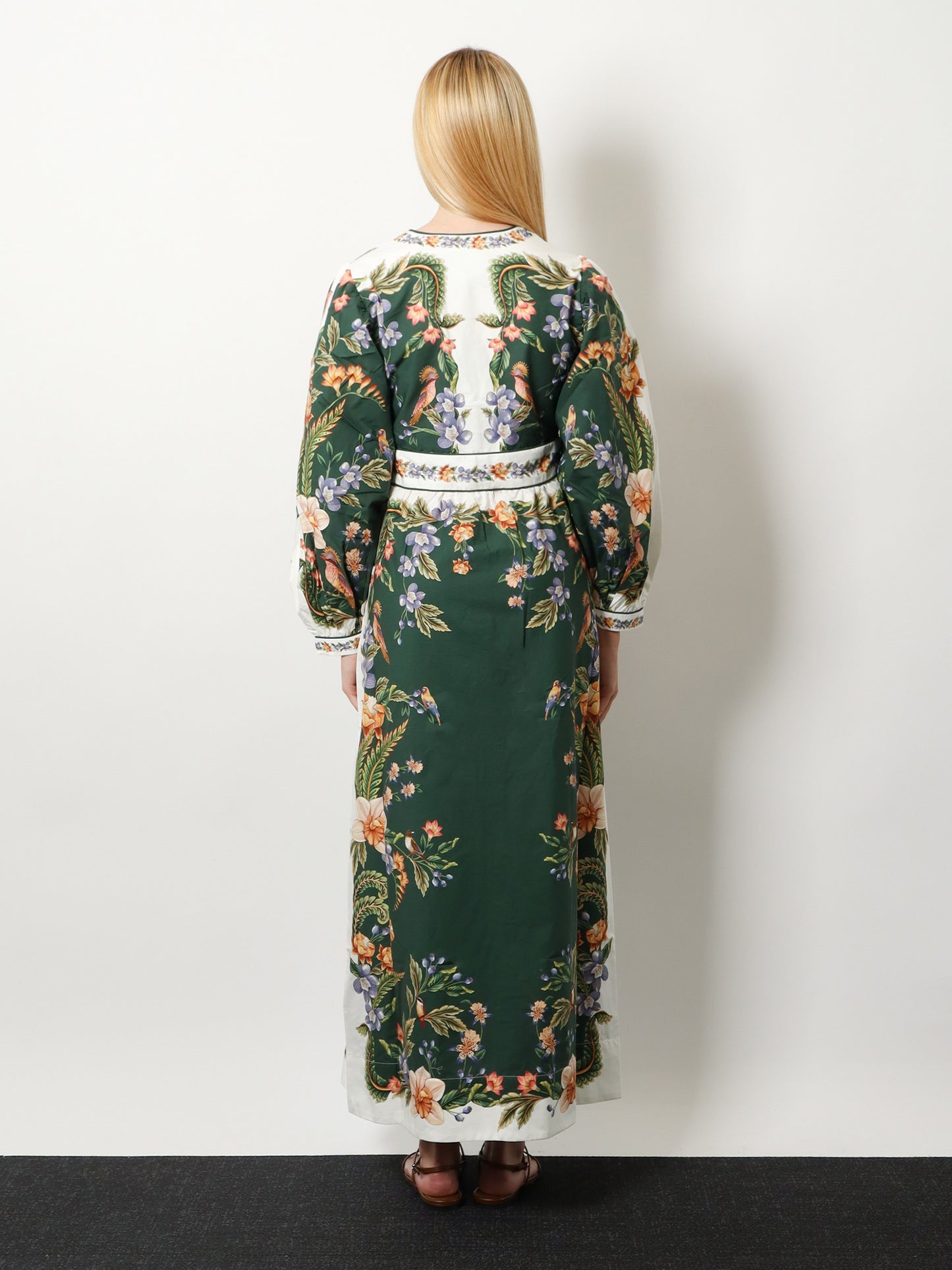 Long cotton dress with floral print