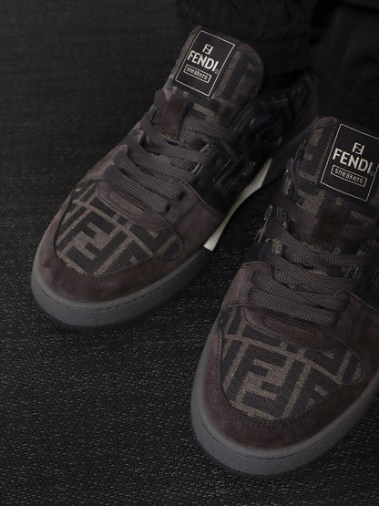 Fendi Match sneakers in FF jacquard fabric and suede thumbnail