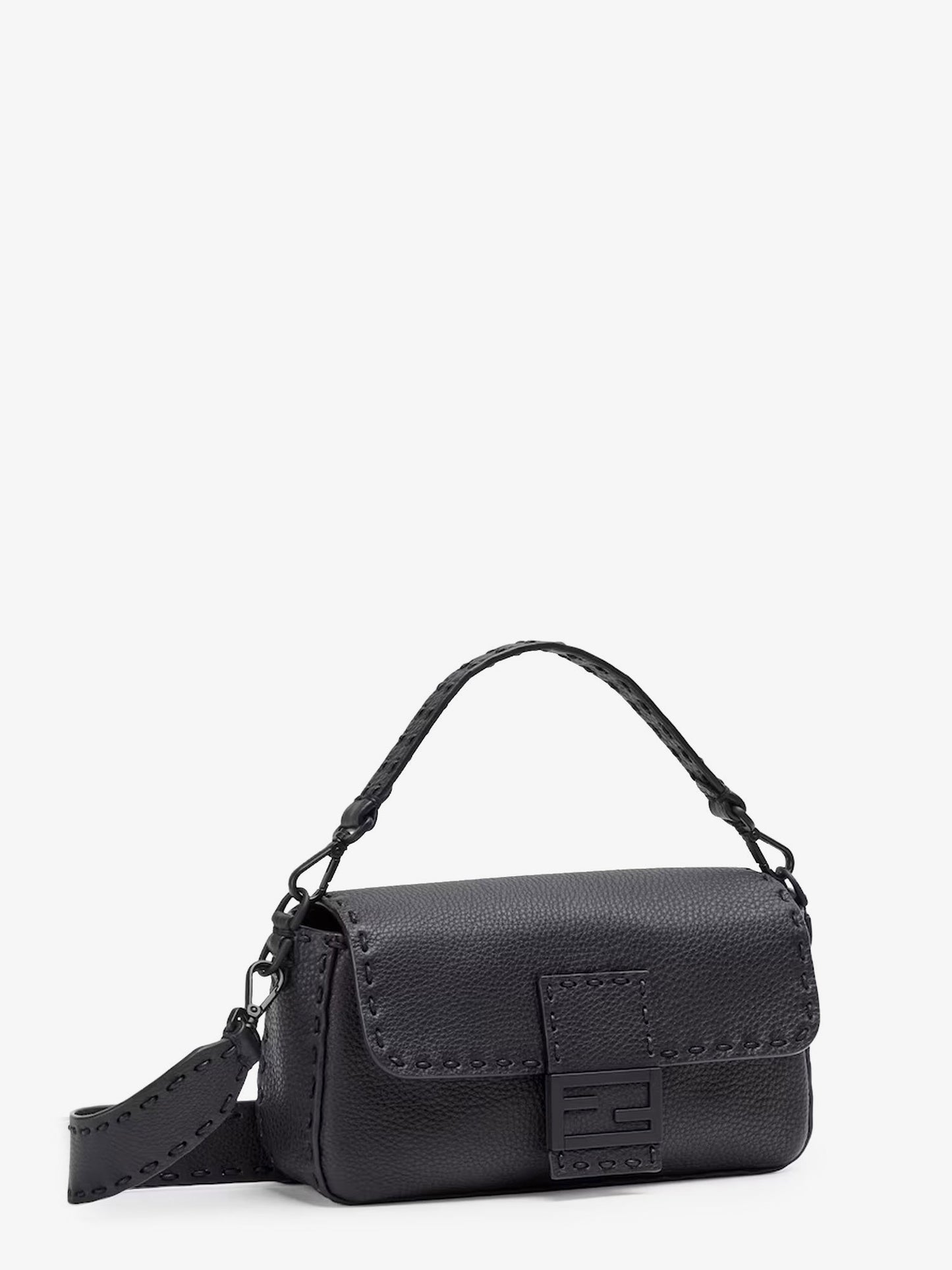 Baguette leather shoulder bag with Selleria stitchings