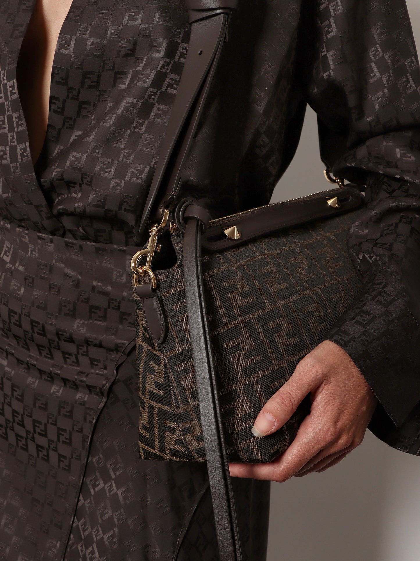 Borsa a tracolla By The Way Soft Mediumin tessuto jacquard FF